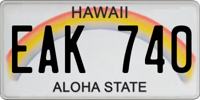 HI license plate EAK740