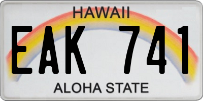 HI license plate EAK741