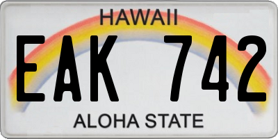 HI license plate EAK742