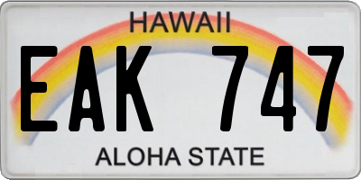 HI license plate EAK747