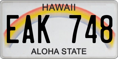 HI license plate EAK748