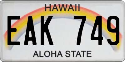HI license plate EAK749