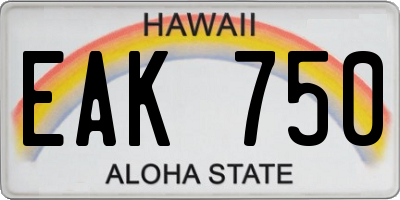 HI license plate EAK750