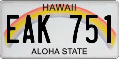 HI license plate EAK751
