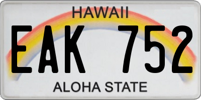 HI license plate EAK752