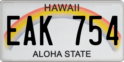 HI license plate EAK754