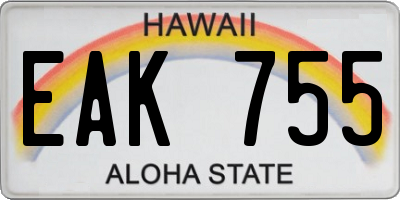 HI license plate EAK755