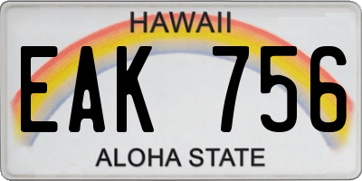 HI license plate EAK756