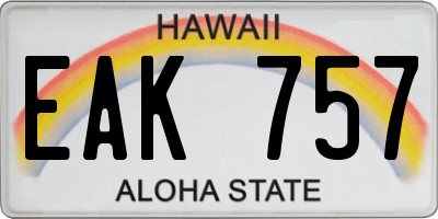 HI license plate EAK757