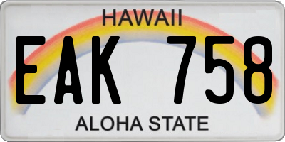 HI license plate EAK758
