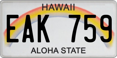HI license plate EAK759