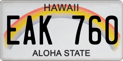 HI license plate EAK760