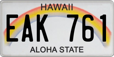 HI license plate EAK761