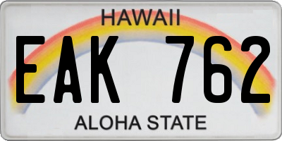 HI license plate EAK762