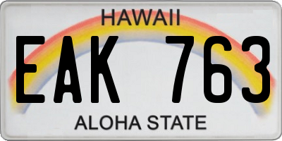 HI license plate EAK763