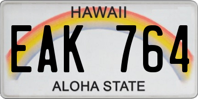 HI license plate EAK764