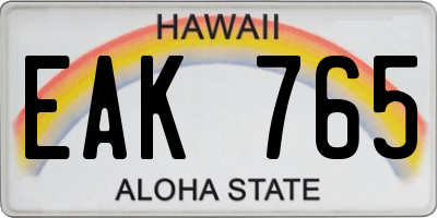 HI license plate EAK765