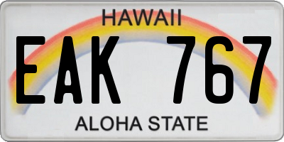 HI license plate EAK767