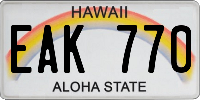HI license plate EAK770