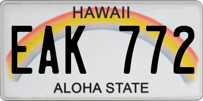 HI license plate EAK772