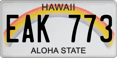 HI license plate EAK773