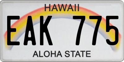 HI license plate EAK775