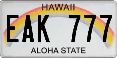 HI license plate EAK777