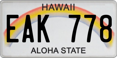HI license plate EAK778