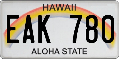 HI license plate EAK780