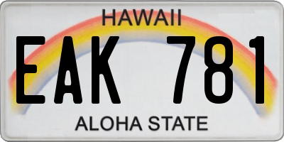 HI license plate EAK781
