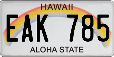 HI license plate EAK785