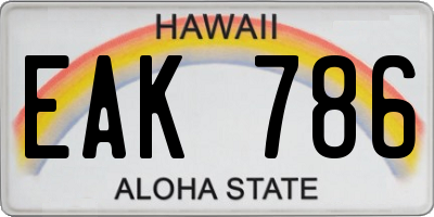 HI license plate EAK786