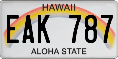 HI license plate EAK787