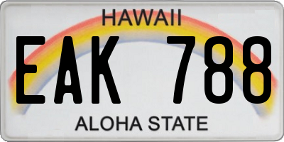 HI license plate EAK788