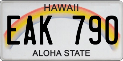 HI license plate EAK790
