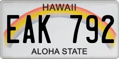 HI license plate EAK792