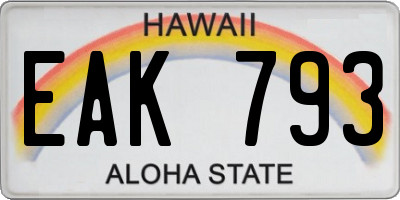 HI license plate EAK793