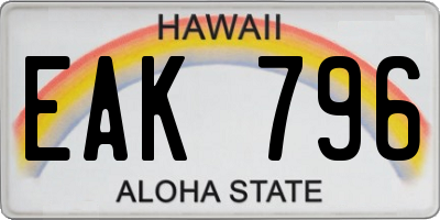 HI license plate EAK796