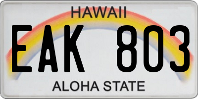 HI license plate EAK803