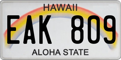 HI license plate EAK809