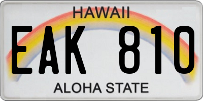 HI license plate EAK810