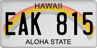 HI license plate EAK815