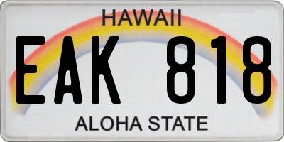 HI license plate EAK818