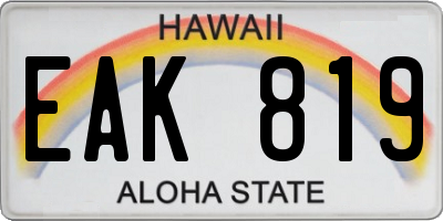 HI license plate EAK819