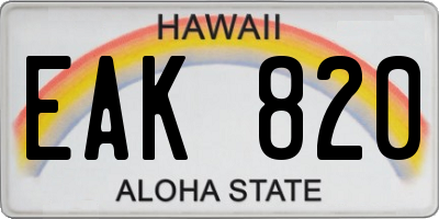 HI license plate EAK820