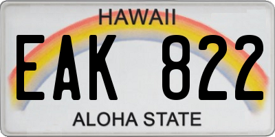 HI license plate EAK822