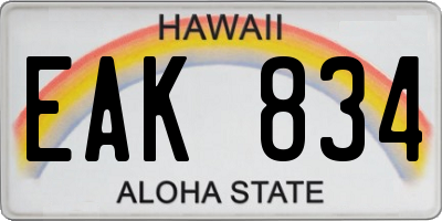 HI license plate EAK834