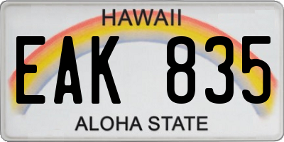 HI license plate EAK835