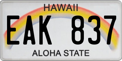 HI license plate EAK837