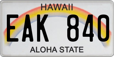 HI license plate EAK840